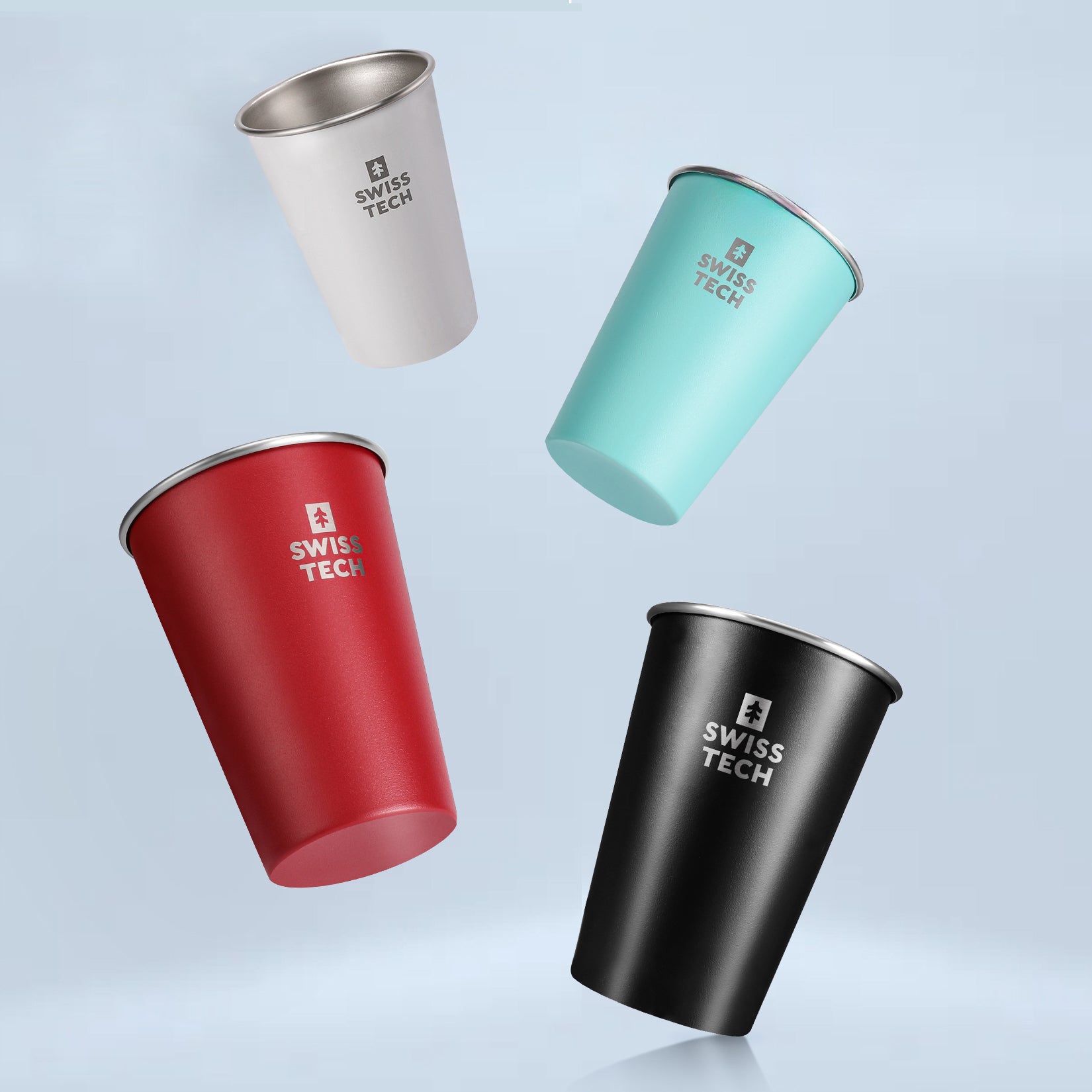 Edelstahlbecher - 4er-Reisebecher-Set